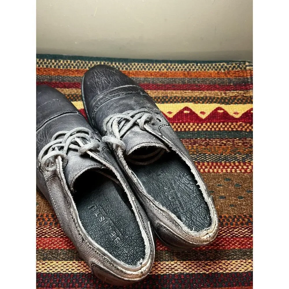 Bed Stu Mens Gray Lace Up Oxford Dress Shoe Washed Leather Sz 8.5 Eur 41.5